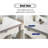 White+Grey Rectangular Stone+Solid Wood Dining Table-111169437