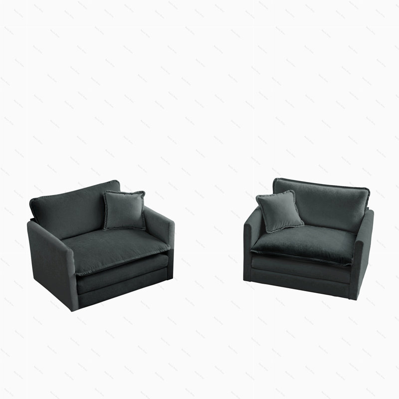 Accent Chair, High-End Chenille Upholstered Armchairs, Living Room Side Chairs With Toss Pillow, Chenille, Gray, 2