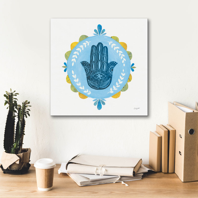 Toile épique Graffiti «Hamsa Mandala 1» par Courtney Prahl, 18 po x 18 po