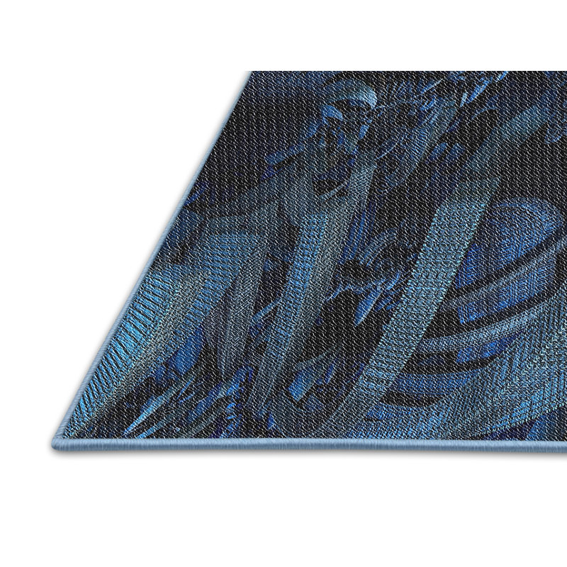 Tapis bleu marine tissé à la machine, Rectangle 6 pi x 9 pi