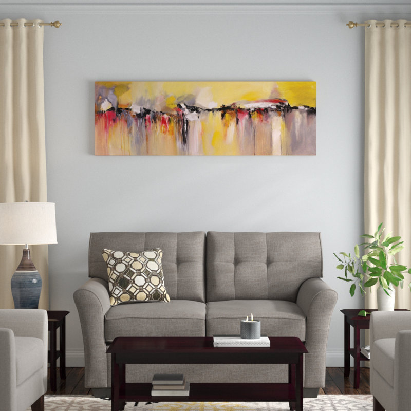 « chaleureux rain », reproduction sur toile, H 20 po x l 60 po x P 1,5 po, Cadre noir