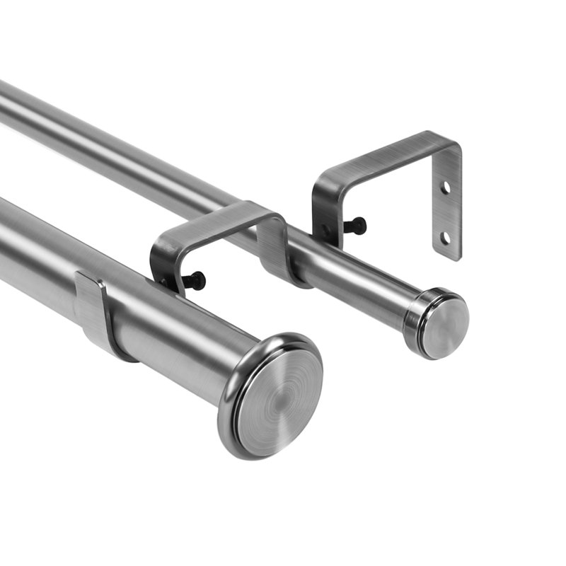 Tringle à rideaux double réglable 1 "Cousar, H 1 po x l 48 po x P 1 po, Acier brossé