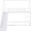 Lit superposé simple au-dessus d'une maison avec glissade, blanc - métal pour chambre à coucher-687579726