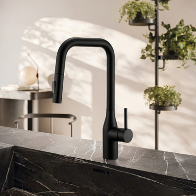 Sammi High Arc One-Handle Pull-Down Classic Kitchen Faucet, 360 Swivel, Matte Black