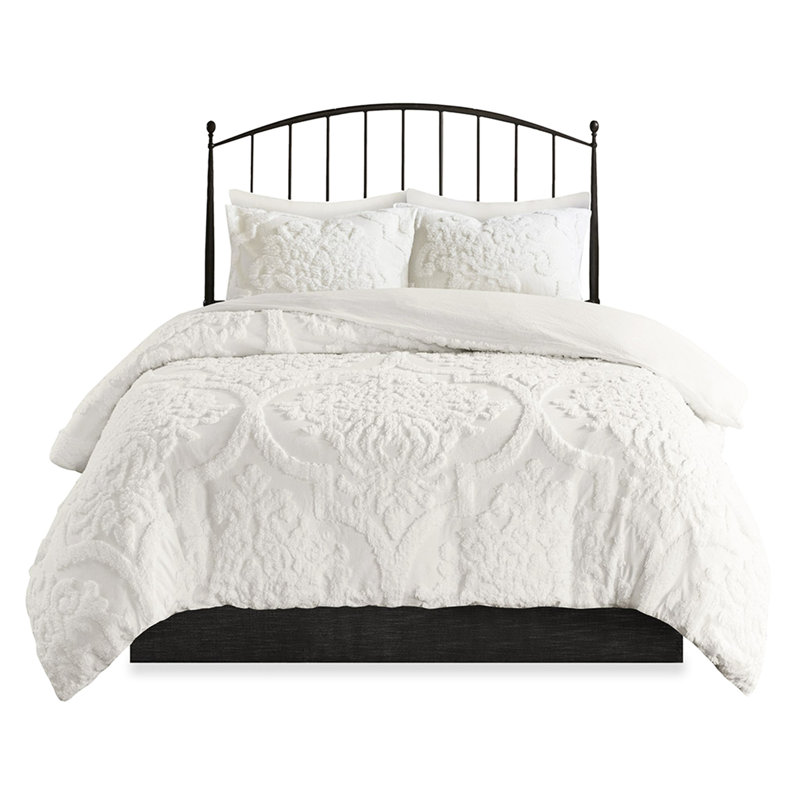 Literie 3 pièces très grand / très grand en chenille de coton, rembourrage 100%, Édredon très grand + 2 taies décoratives