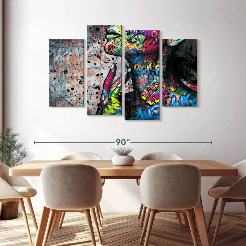 " Vivid Female Portrait " 4 Piece Art Set, 48" H x 75" W x 1.25" D