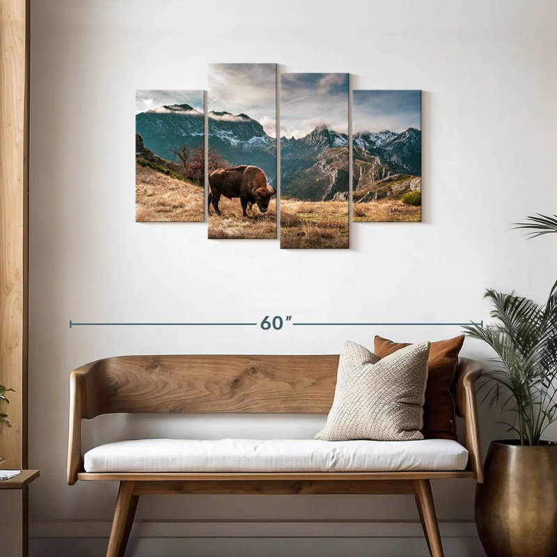 Brampt Bison By The Mountains, 27" H x 43" W