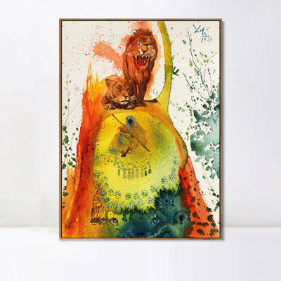 Framed Canvas Giclee Print Series#032 by Salvador Dali Wall Art for Living Room Home Office Decorations(Wood Color Slim Frame,18"x24")