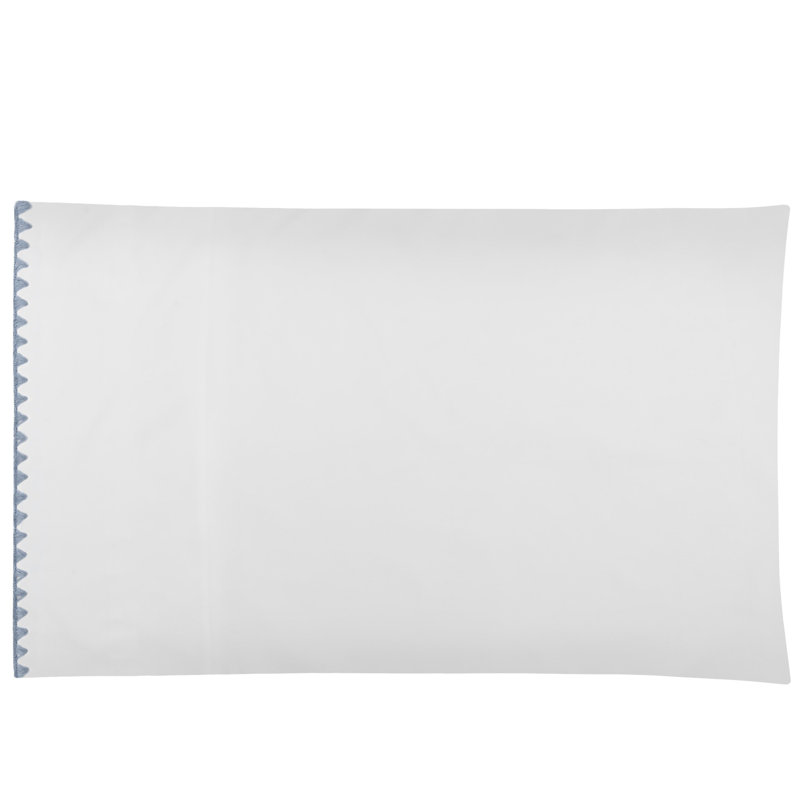 Poppy 100% Cotton Percale Sheet Set, white-ocean blue, King