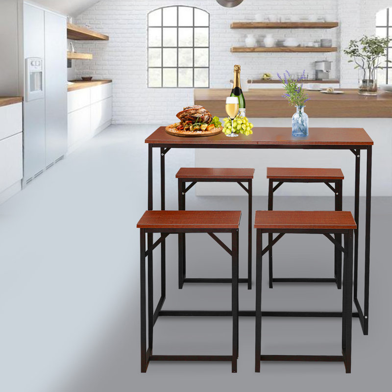Yreka 4 - Person Dining Set, Burgundy, Burgundy/Black