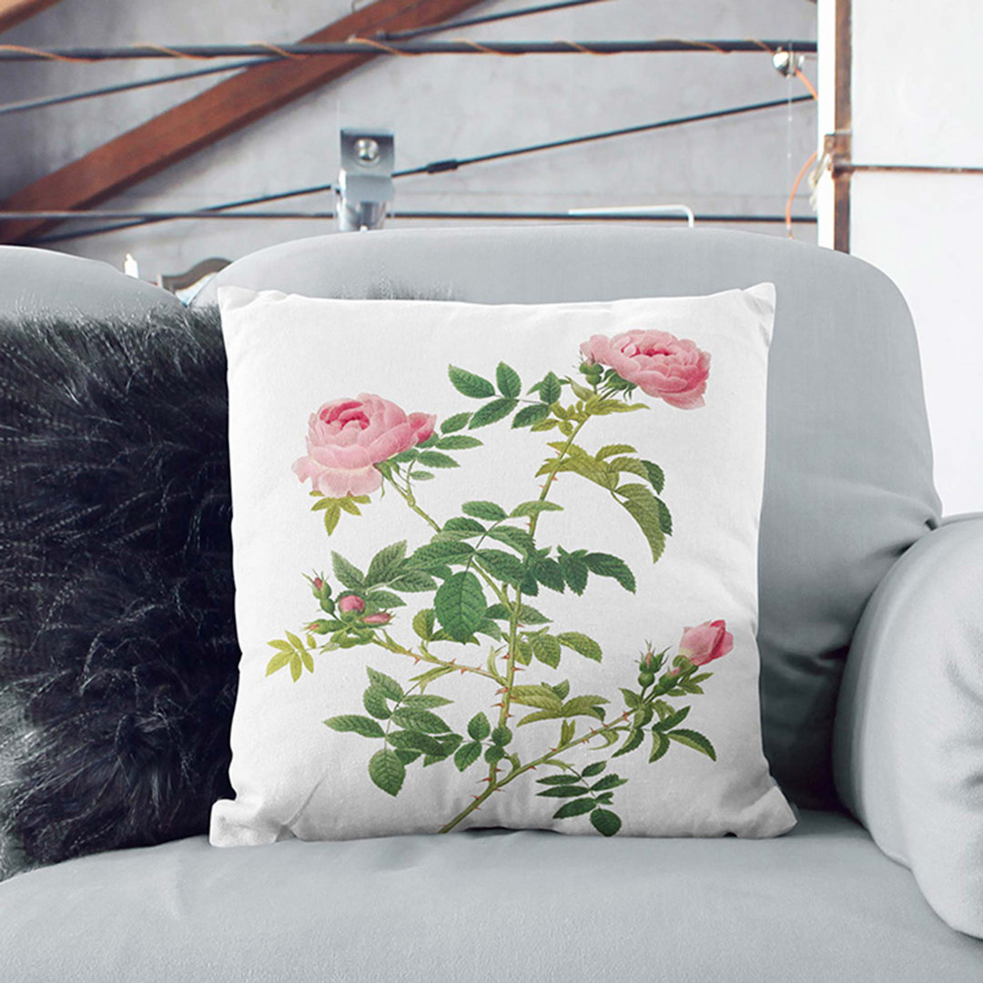 English Roses by Pierre-Joseph Redoute Cushion with Filling
