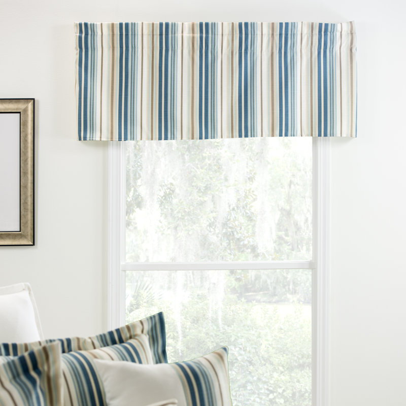 Leeman Striped Cotton Blend Tailored 52" Window Valance