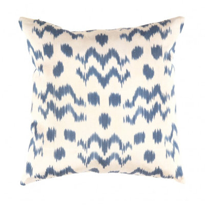 Turkish L blue  Silk Ikat pillow 20''