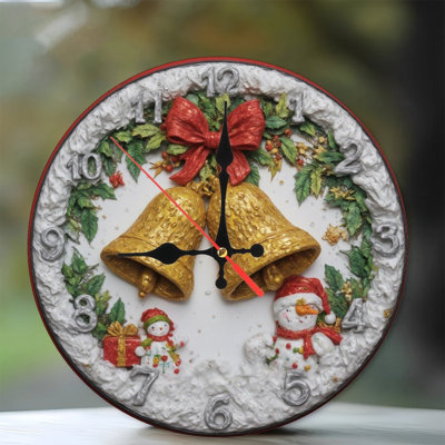 Horloge de Noël-cloches-bonhommes de neige-houx
