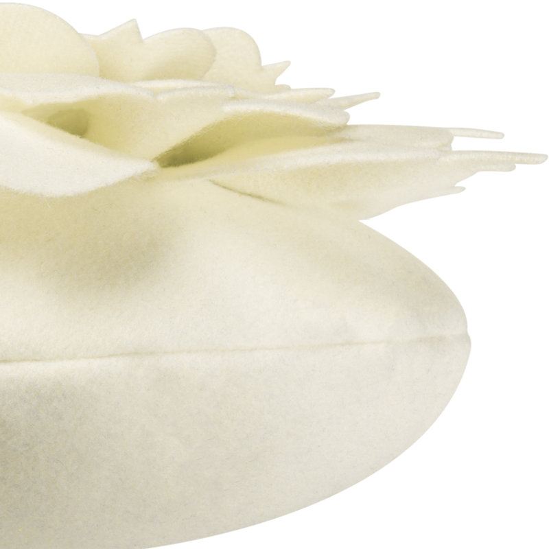 3D Floral Throw Pillow Accent Handmade Round Pillow Cushion with Insert for Home Couch Bed, White