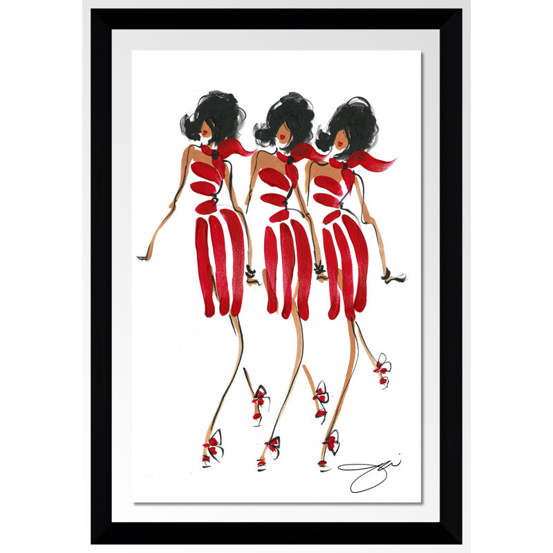 Girl Group - reproduction sur toile, Cadre noir, H 49,5 po x l 33,5 po x P 1 po