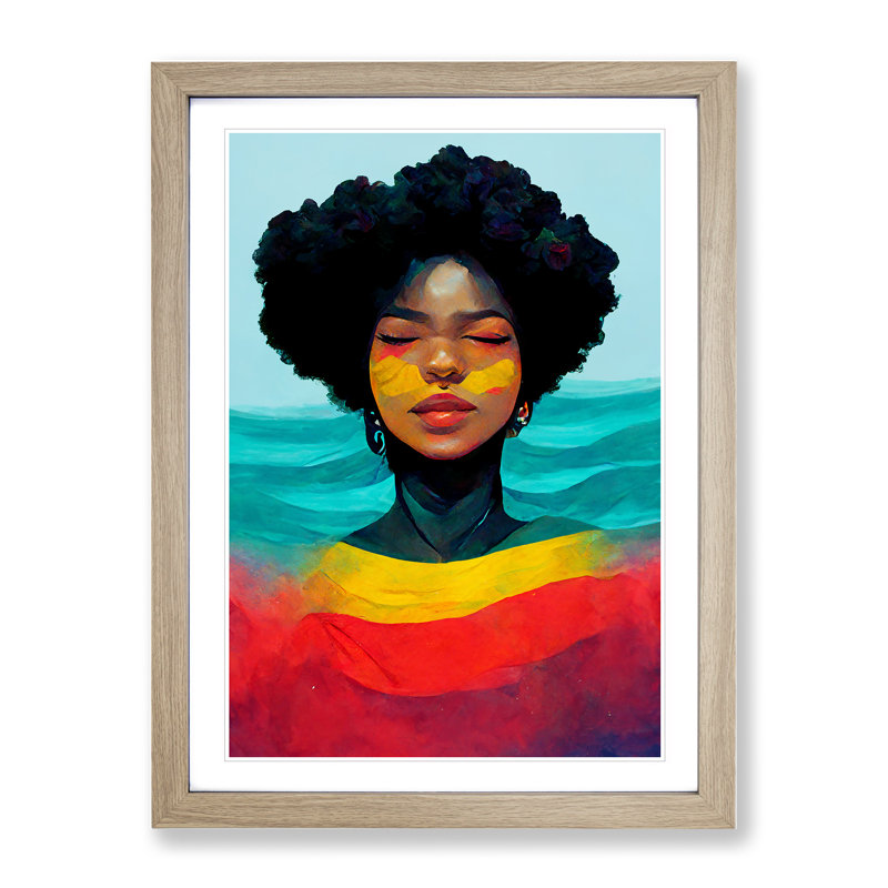 Marvellous Woman - Wall Art, 36cm H x 27cm W x 2cm D, Walnut Framed Paper, White