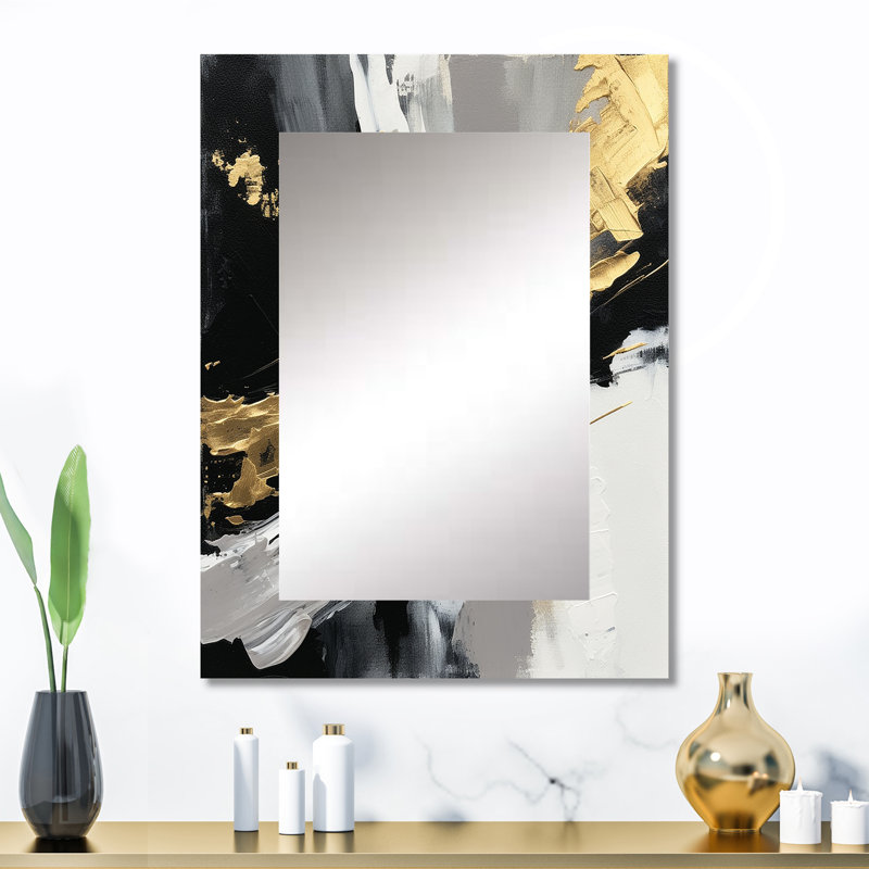 Golden River Wildness abstrait doré et noir - peinture murale abstraite, miroir décoratif moderne, impression sur métal