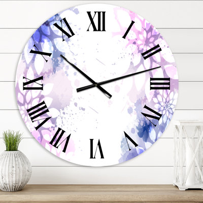 Purple & Pink Abstract With Colorful Splashes II - Modern wall clock