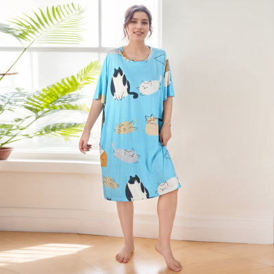 Kalvi Rayon / Viscose Plain Weave Girl / Woman+ Above Knee Bathrobe with Pockets