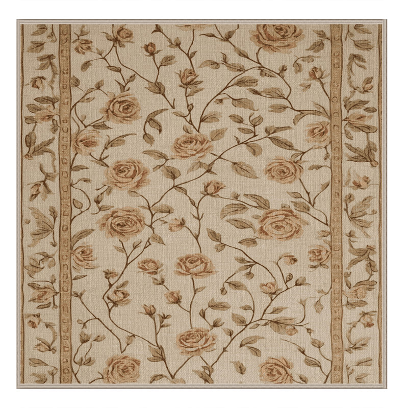  Tapis lavable champêtre rose, Rectangle de 5 pi x 8 pi