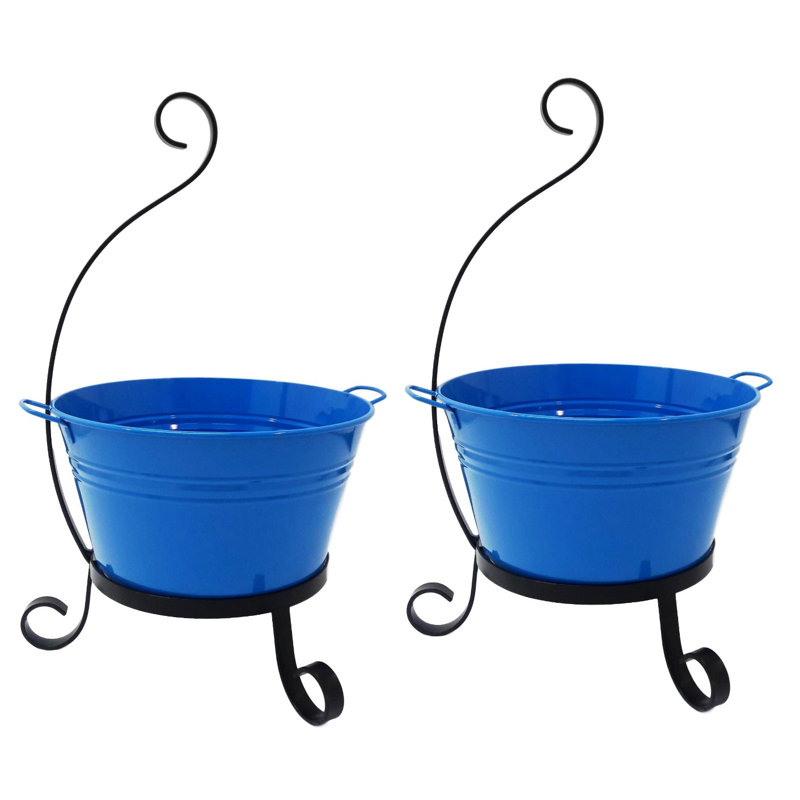 Pot à fleurs 2 pièces Waukesha, Bleu, 2