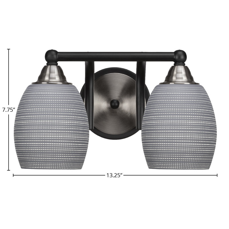 Michell 2-Light Bath Bar, Matte Black/Brushed Nickel, Gray