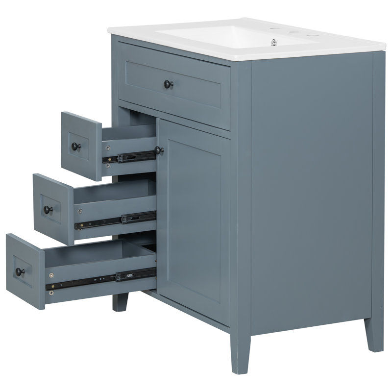 Meuble-lavabo bleu gris 30 po | Armoire moderne et évier intégré | Idée cadeau, 30", Bleu gris