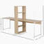 Bureau d'ordinateur avec tablettes de rangement et table de travail double-70478134