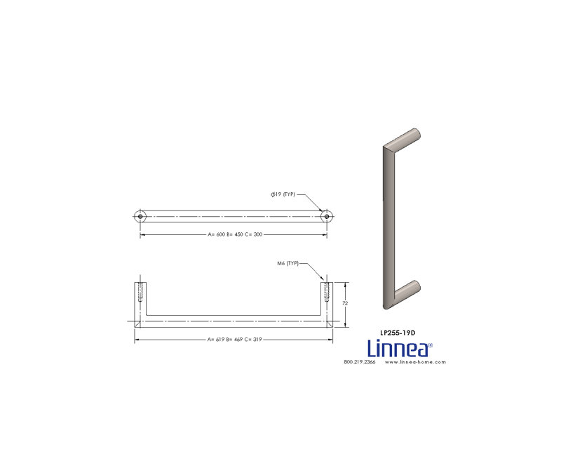 Modern Appliance Pull - Through Bolt, Satin Stainless Steel, 11 13/16"