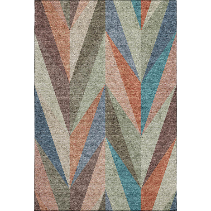 Premium Machine Washable Mayfield AMF2265 Geometric Rug, 8' x 10', Sage