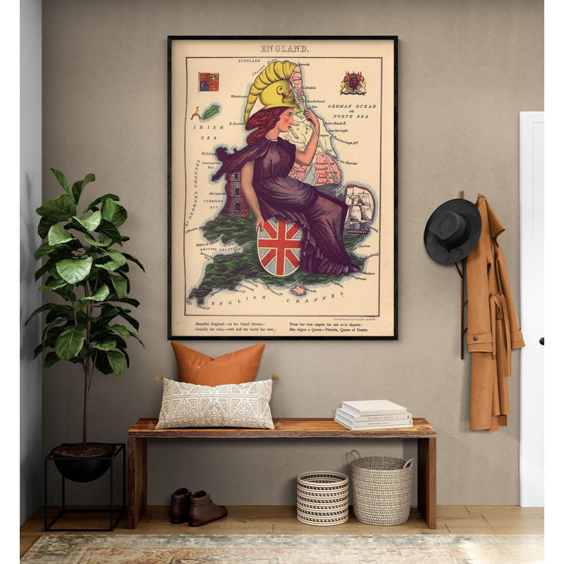 Anthropomorphic Map Of England, England Poster Print, Caricature Map Poster, Cartoon Map Picture Print, UK Wall Decor, United Kingdom