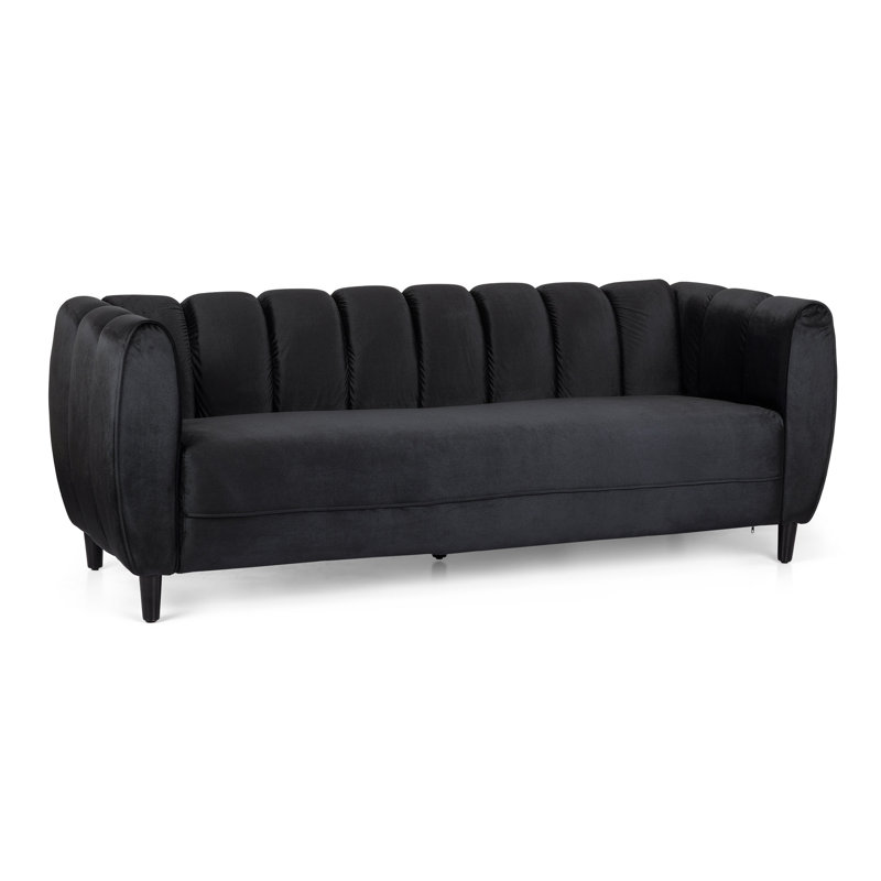Luxueux canapé trois places en velours au design exquis pour un style de vie élégant, Noir