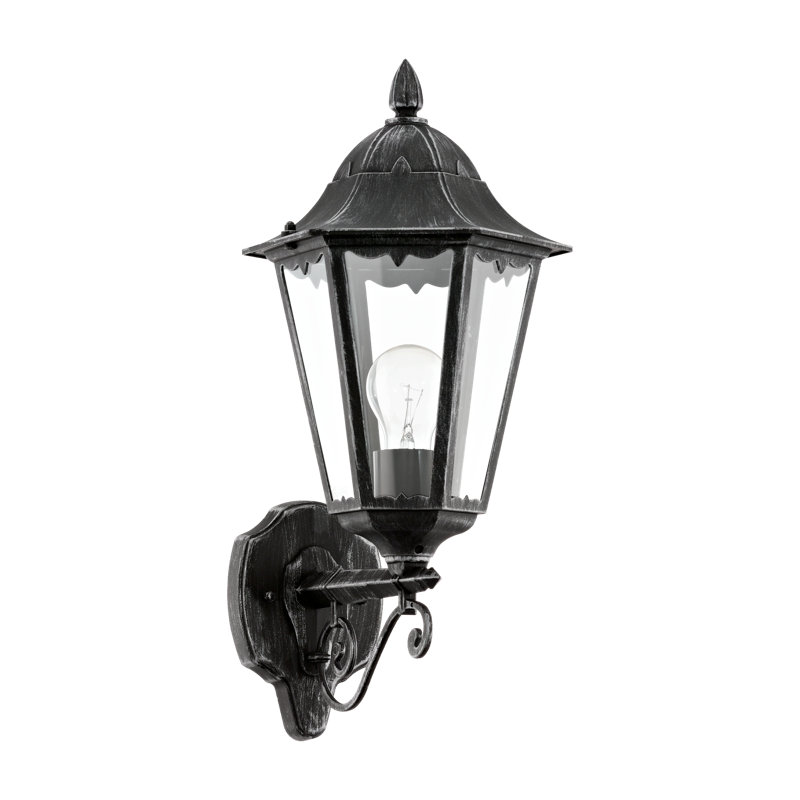 Deonte 47.5cm H Outdoor Wall Lantern, Black / Patina Silver