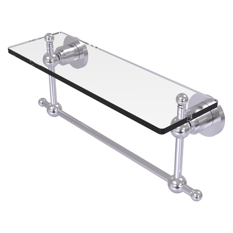 Lera Bracket Shelf with Towel Bar, 16" W x 4" H, Satin Chrome