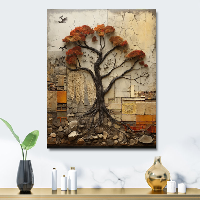 Baobab Tree Collage II, H 32 po x l 16 po x P 1 po