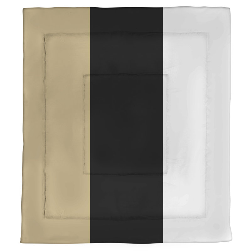 Modern & Contemporary Polyester Percale Striped Comforter, King Comforter, Gold/Black