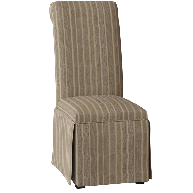 Susanna 20.25'' H Upholstered Side Chair, Black Satin, Brown Stripe