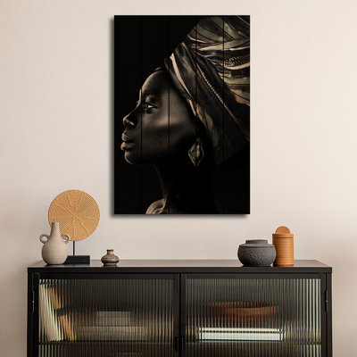 Reproduction d'art mural en bois - luxe africain en noir et blanc par Danilo de Alexandria
