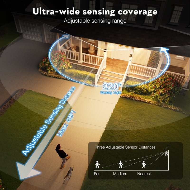 2 Pack Black Outdoor Wall Lanterns with Motion Sensor, Dusk to Dawn Outside Lights for House , Black