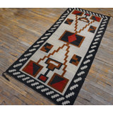 Antique Native American Navajo Geometric Design Ivory Color Rug