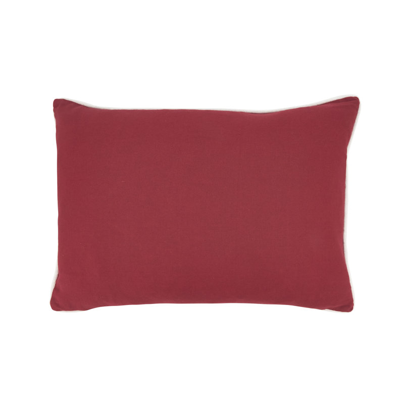 Red Rectangular Embroidered Snowflake Throw Pillow