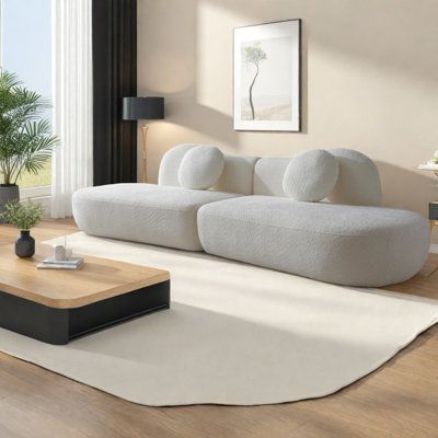 Premium Curved Sofas, Boucle Upholstery, Modern Design, For Home Use