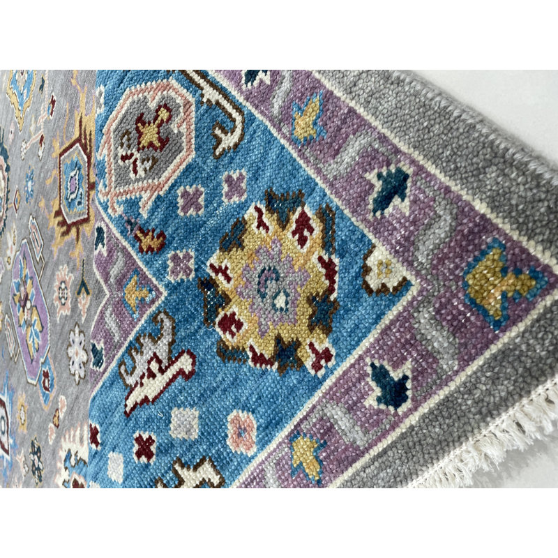 Gray Hand Knotted Wool Area Rug