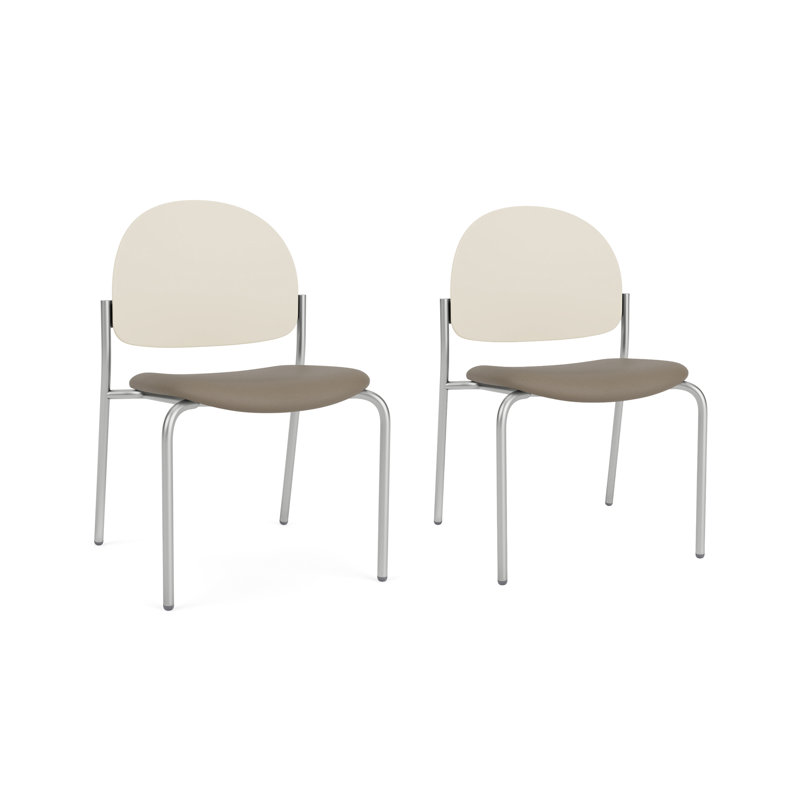 Chaise d'invité sans accoudoir Chat Chat, Argent, Modena Farro / Sand Beige Poly