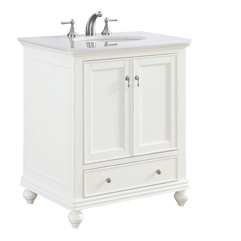 Otto 30'' Single Bathroom Vanity with Top, Ivory White, Antique White