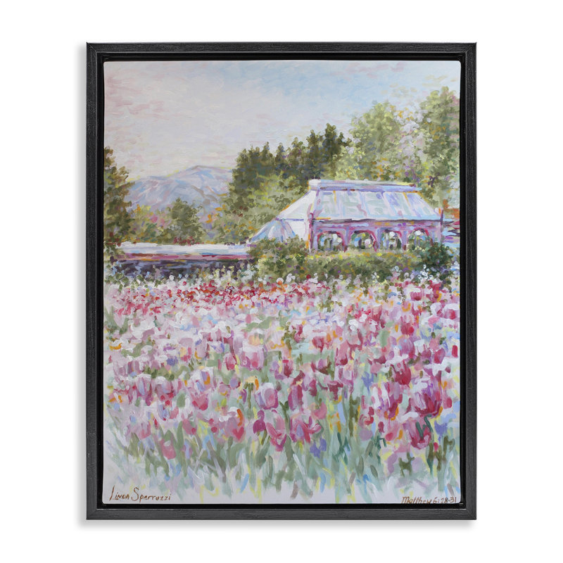 «Fields of Splendor Impressionism Floater», art mural par Linda Sperruche, Cadre flottant noir de jais, H 21 po x l 17 po
