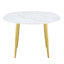 Table de salle à manger ronde extensible avec plateau en panneau de fibres à densité moyenne blanc et piédestal doré, pour 4 à 6 personnes, cuisine ou salle à manger moderne-131249591
