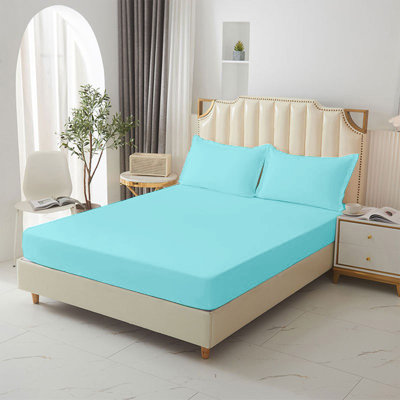 Home textile Double Bed Set Fitted Sheet Pillowcases Non Slip Fixed Bed Cover All Inclusive Mattress Protection Bed Cover Soft Fiber With Two Pillow Cases Home Textile Set