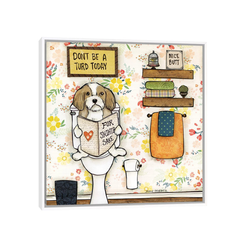 « Turd Today » par Jamie Morath-impression, H 18 po x l 18 po x 1,5 po, Pas de tapis, Toile blanche encadrée